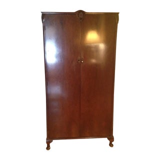 Antique Wooden English Armoire For Sale