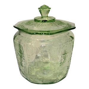 1940s Anchor Hocking Vaseline Glass Ginger Jar