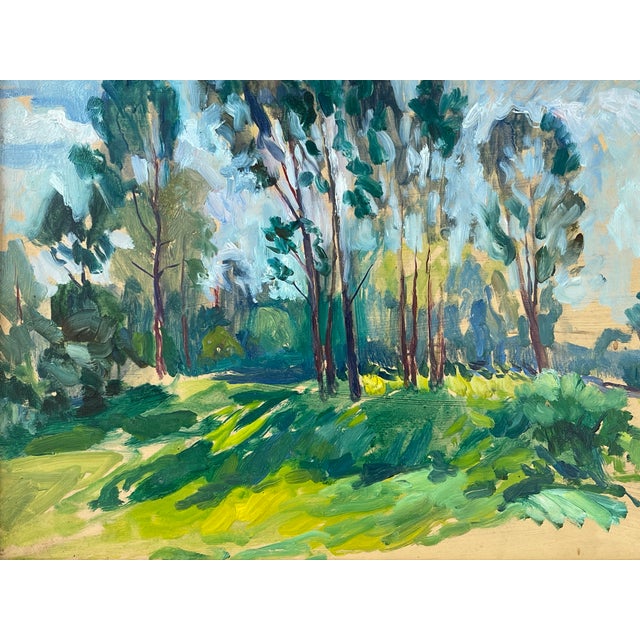 Abstract Late 20th Century Impressionist Oil on Board Grove of Trees, Framed For Sale - Image 3 of 17