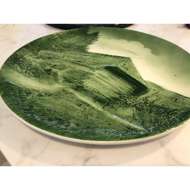 Traditional Large Embossed Decorative Plate Cabin Scene #2 by Zell Am Harmersbac, in Beautiful Green Tones For Sale - Image 3 of 5
