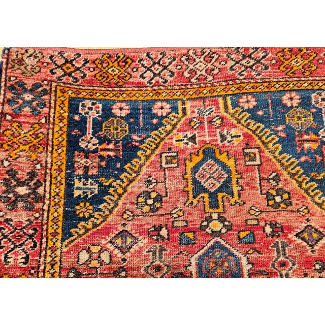 Vintage Persian Malayer Area Rug, Hand-Knotted Wool, Geometric Tribal Pattern, 4x6, Red & Blue For Sale - Image 13 of 16