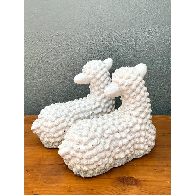 Vintage Sheep Figurines in Ceramic - Set of 2 For Sale - Image 12 of 17