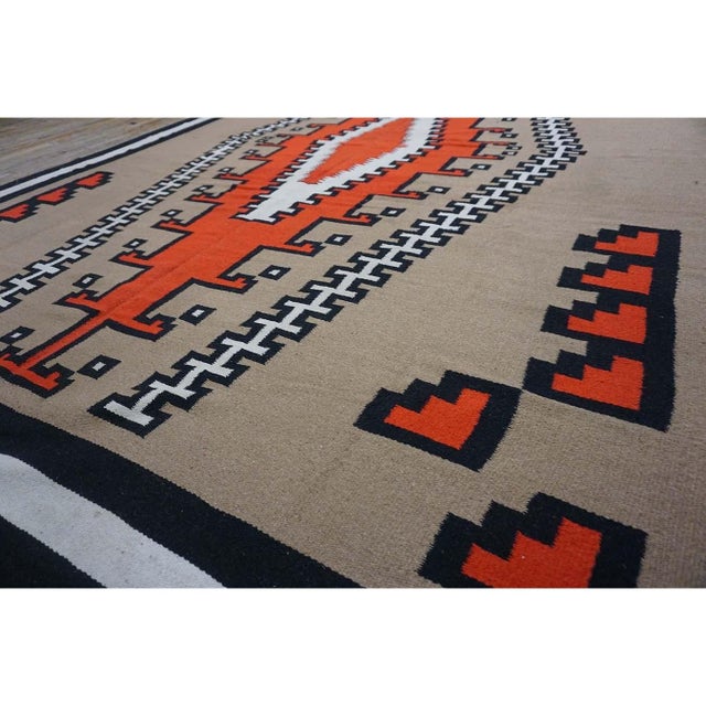 Textile 1940s Tribal Geometric Antique Native American Room Size Navajo Flatwoven Rug For Sale - Image 7 of 10