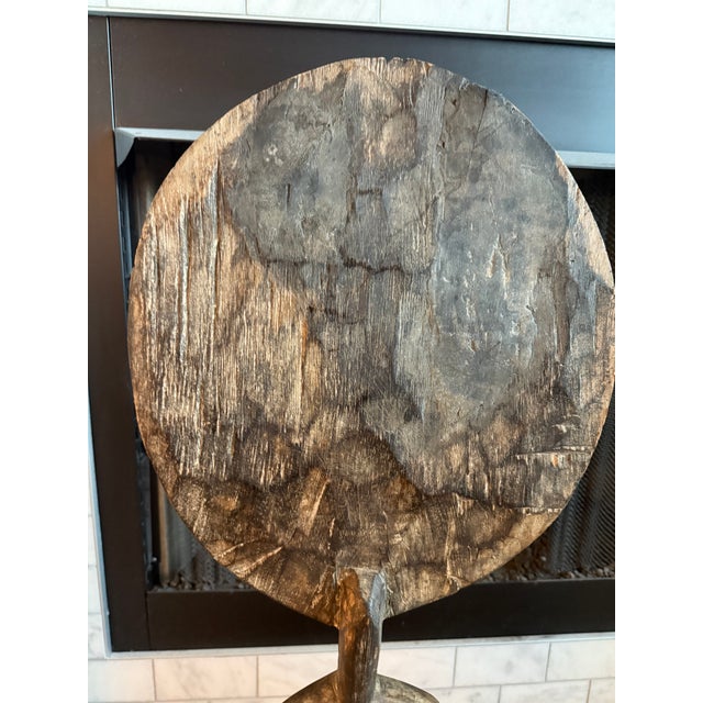 Monumental Hand-Carved West African Figural Sculptures With Cowrie & Textile Masks — Pair For Sale - Image 15 of 15