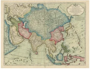 Antique Map of Asia Carte Dasie by Guillaume Delisle, Paris, France, 1723, Set of 2