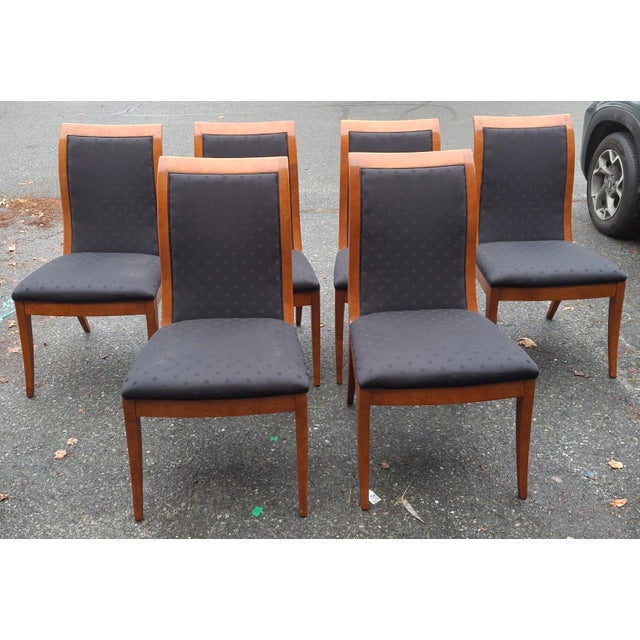 Set of Six Hickory White Maple and Black Upholstered Dining Chairs For Sale - Image 12 of 14