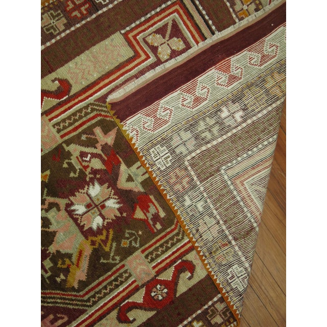 Brown Antique Zabihi Collection Turkish Ghiordes Scatter Rug For Sale - Image 8 of 8