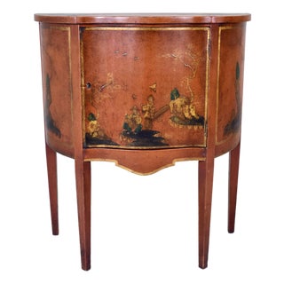 Georgian Chinoiserie Red Lacquered Demi-Lune Cabinet For Sale