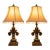 Late 20th Century Pair of Gilded Fleur-De-Lis Table Lamps With Original Crystal Fringe Shades, 28”h For Sale