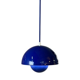 Blue Enamel Flowerpot Pendant Lamp by Verner Panton for Louis Poulsen For Sale