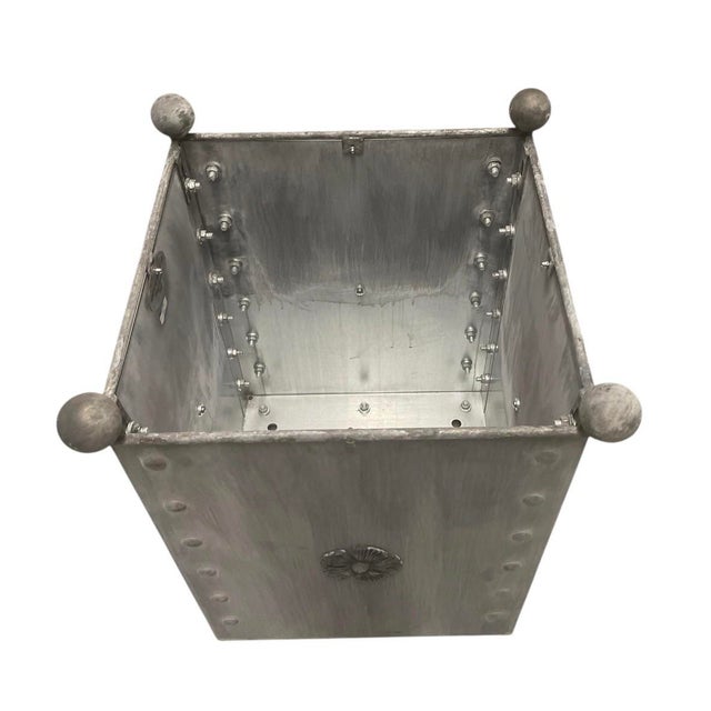 Steel Planter With Rosette Detail For Sale - Image 4 of 8