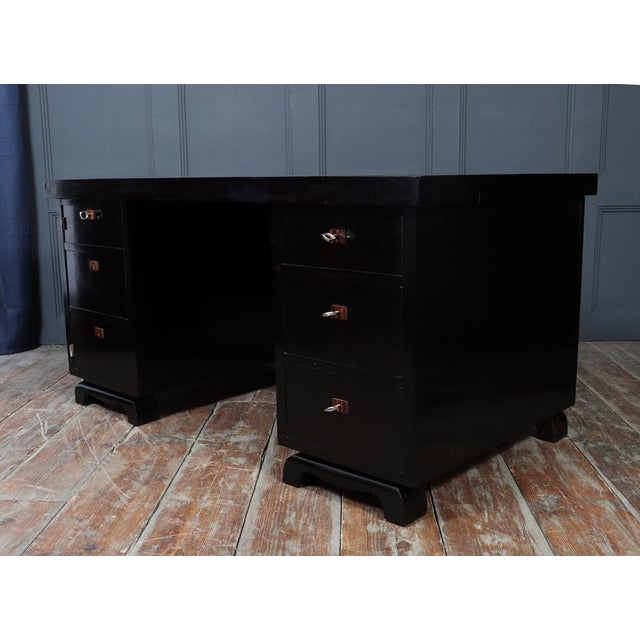 French Art Deco Ebonised Desk with Leather Top, 1930 For Sale - Image 15 of 18