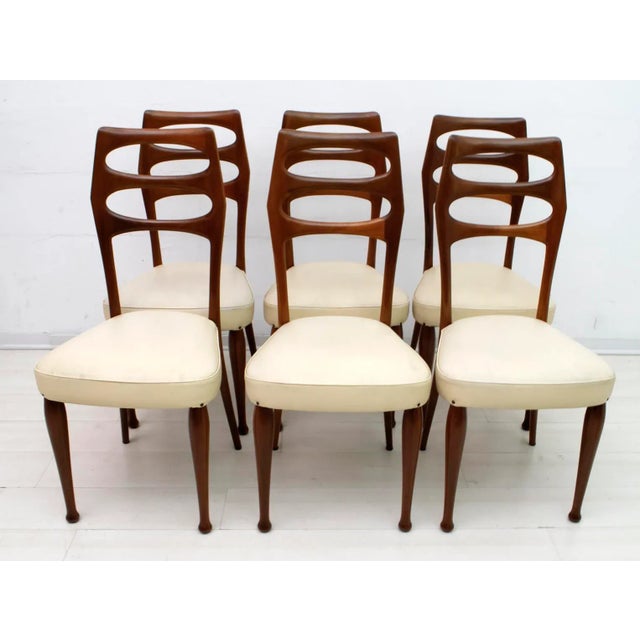 1950s Mid-Century Modern Mahogany Dining Chairs by Vittorio Dassi, 1950s, Set of 6 For Sale - Image 5 of 11