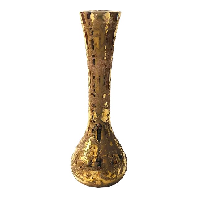 Mid Century Gold Glass Vase - Made in Italy For Sale