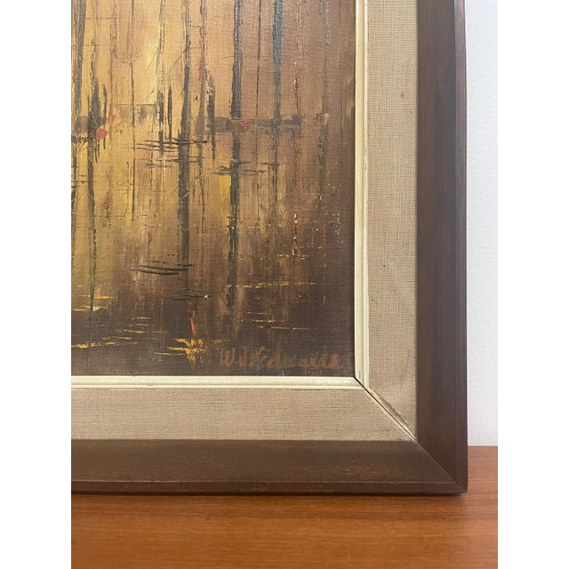 Vintage Original Framed and Signed Mid Century Modern Style Painting For Sale - Image 4 of 8