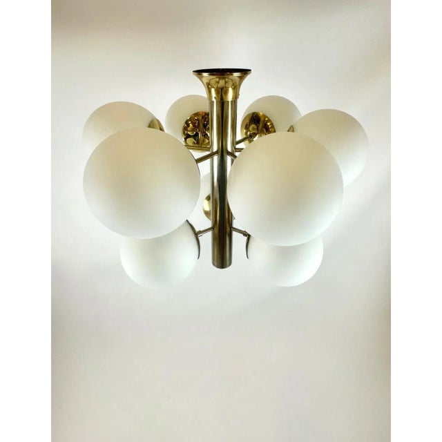 Mid-Century Atomic Brass 9-Arm Chandelier, 1970s For Sale - Image 10 of 15