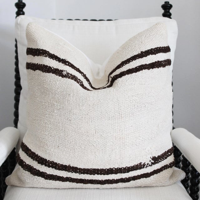 One-of-a-kind custom pillow in authentic vintage Berber tribal kilim. Handmade from 50-60 year old hand-knotted organic...