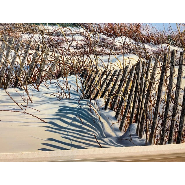 Blue 1980s Original Linda Stanton Moore Hyannisport Hypo Realism Winter Oil Painting Canvas For Sale - Image 8 of 15
