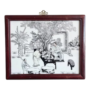 Antique Chinese Hand Painted Porcelain Tile