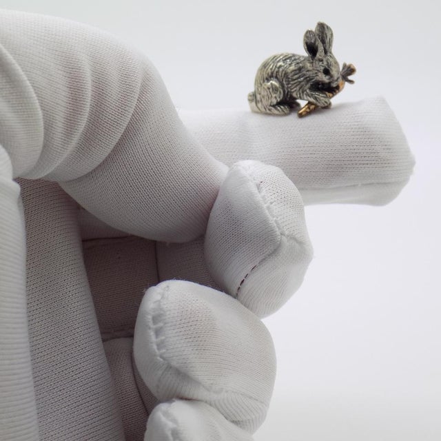 Vintage Italian Handmade Silver and Brass Bunny with Carrot, Italy, 1970s For Sale - Image 6 of 13