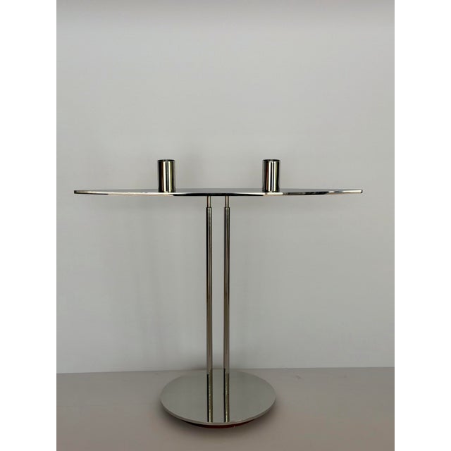 1980s Peter Maly for Wilkens Stainless Steel Two-Light Candelabrum For Sale In Detroit - Image 6 of 10
