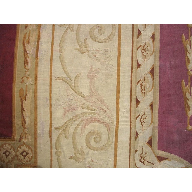 Deluxe Medallion Design on Purple-Mauve Background Color With Napoleon III Style Antique French Aubusson Rug For Sale In New York - Image 6 of 9
