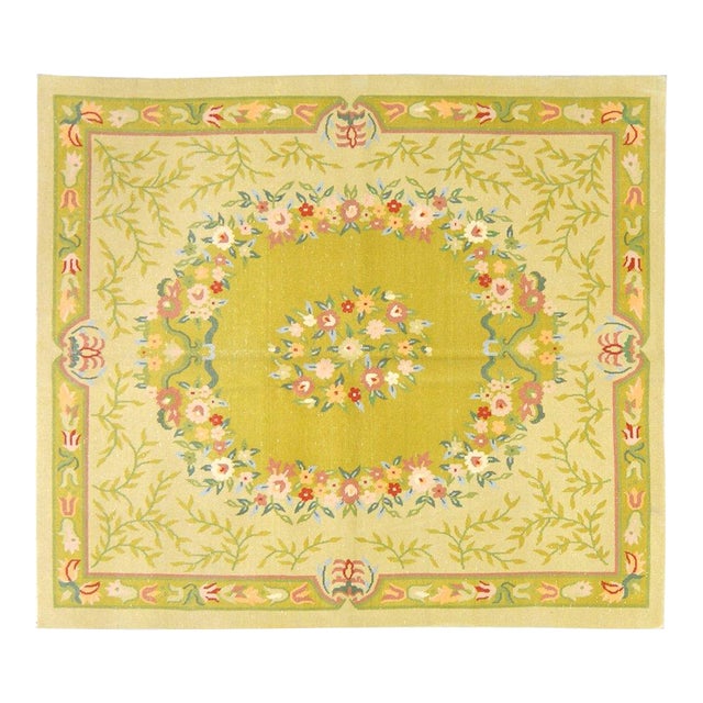 Vintage Chinese Art Deco Hand Knotted Wool Rug, 5'9x6'5 For Sale