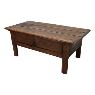 Antique Spanish Farmhouse Rustic Chestnut Coffee Table For Sale