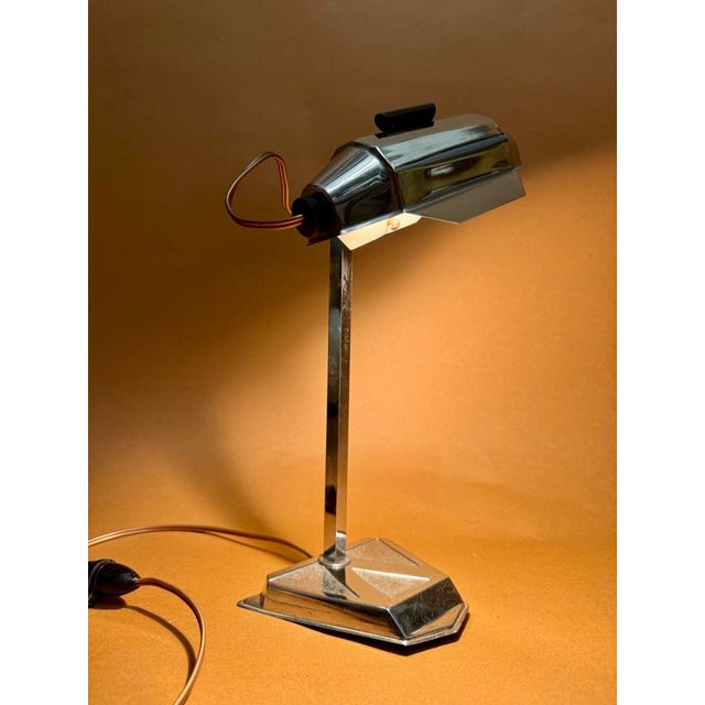 Chrome-plated bronze table lamp, rewired European Plug (up to 250V).The wiring of this item may be original and might need...