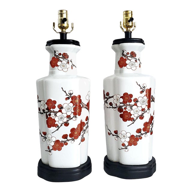 Lamp Pair Flowers Restored For Sale