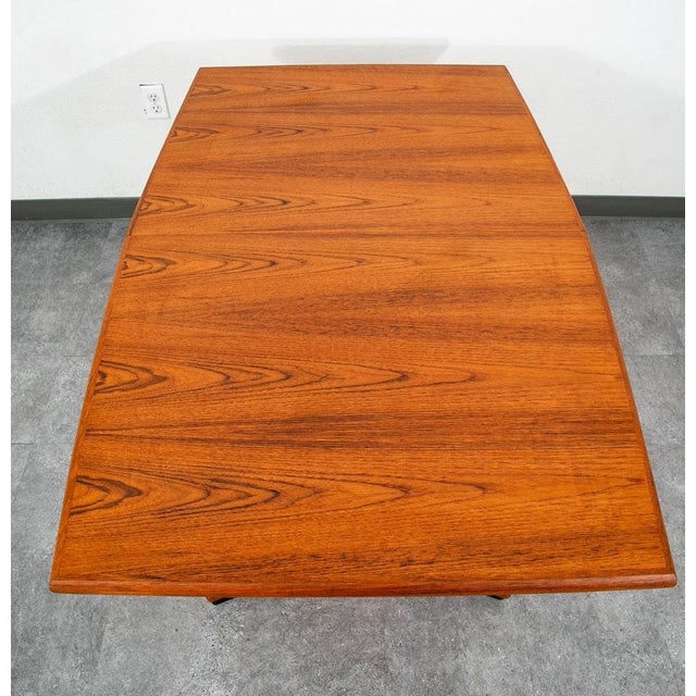 1960s Mid Century Danish Modern Dining Table Teak Rectangular Extension 2 Leaf Denmark For Sale - Image 5 of 12