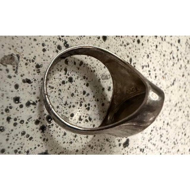 Art Deco Vintage Sterling Silver Size 10 Ring With Genuine Tigereye Stone Signed For Sale - Image 3 of 7