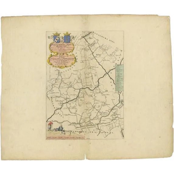 Antique Map of the Hennaarderadeel Township Friesland by Halma, 1718 For Sale