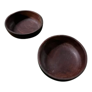 Pair of 1970s Wooden Hand Turned Bowls