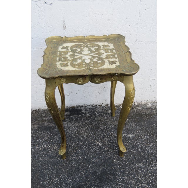 Italian Florentine Antique Gold Nesting Tables Set of Three For Sale - Image 4 of 13