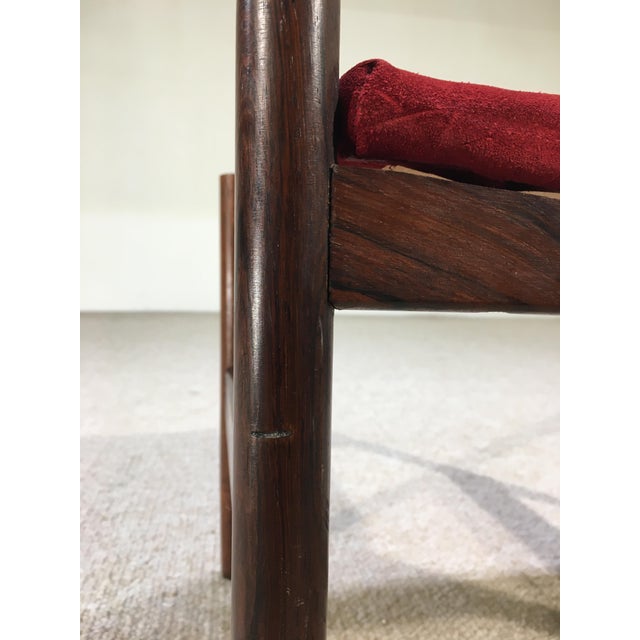 Spottrup Spottrup, Denmark Danish Modern Rosewood and Suede Ottoman For Sale - Image 4 of 5