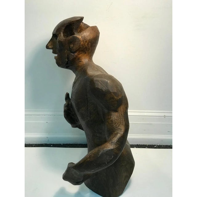 1980s 1980s Sycamore Wood Sculpture of a Man's Figure For Sale - Image 5 of 9