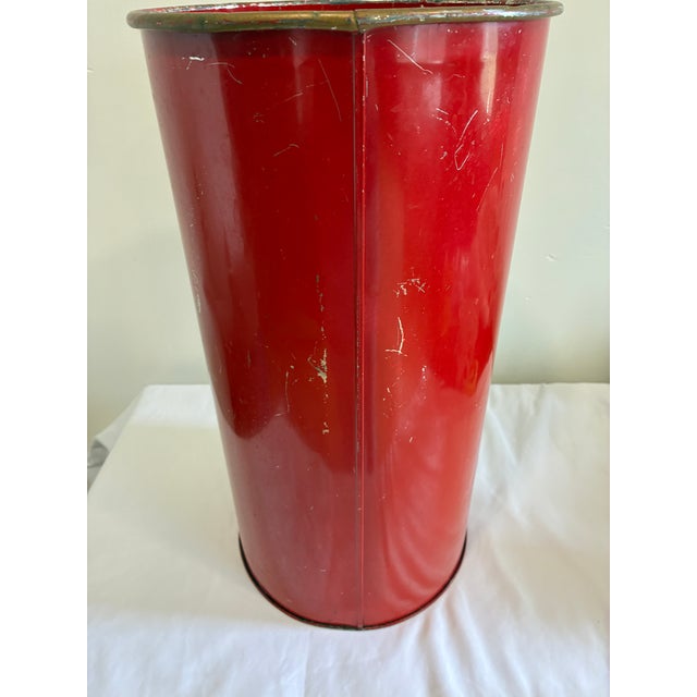 Metal Vintage Chinoiserie Style Asian Paper Wrapped Umbrella Stand With Portrait Motif For Sale - Image 7 of 10