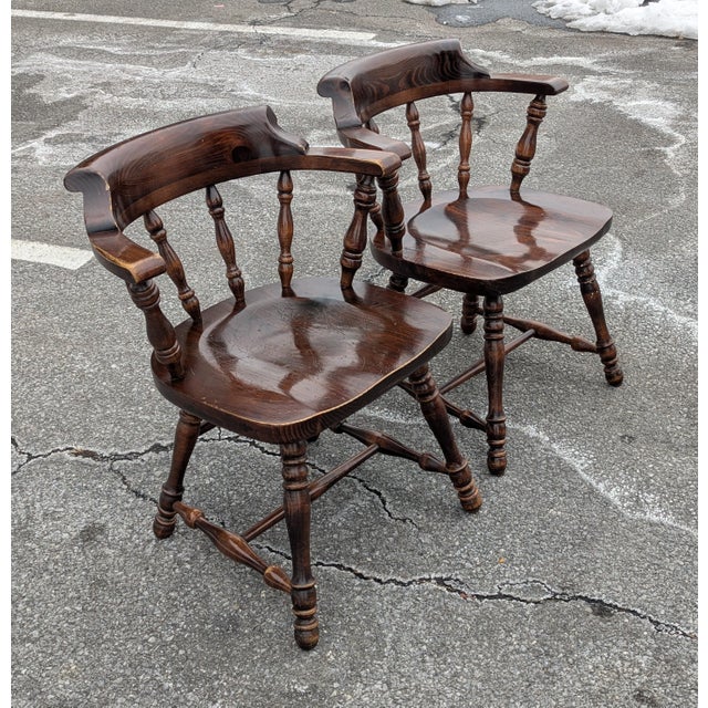 Ethan Allen Vintage Ethan Allen Old Tavern Pine Dining Table Chairs - A Pair For Sale - Image 4 of 11