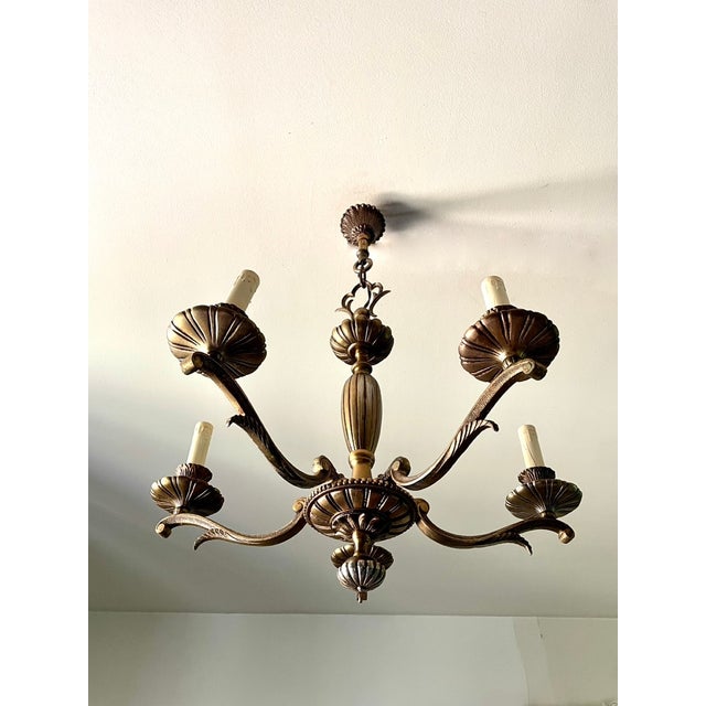 Regency Bronze 5-Light Chandelier, 1950s For Sale - Image 6 of 10