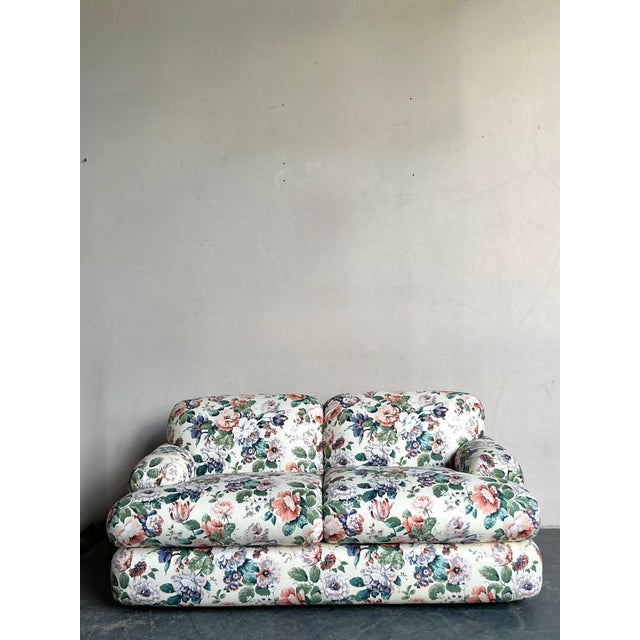 Vintage Regency Judith Norman Printed Floral Loveseat For Sale - Image 4 of 12