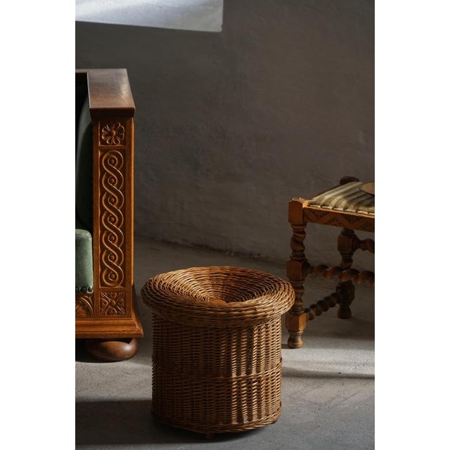 Mid-Century French Bohemian Rattan Side Table or Stool, 1950s For Sale - Image 16 of 17