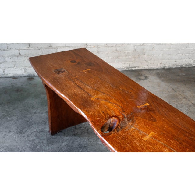 1970s Mid-Century Modern Live Edge Solid Wood Bench For Sale - Image 18 of 18