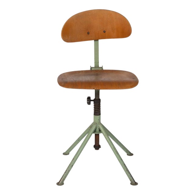 Industrial Wooden Chair, 1950s For Sale