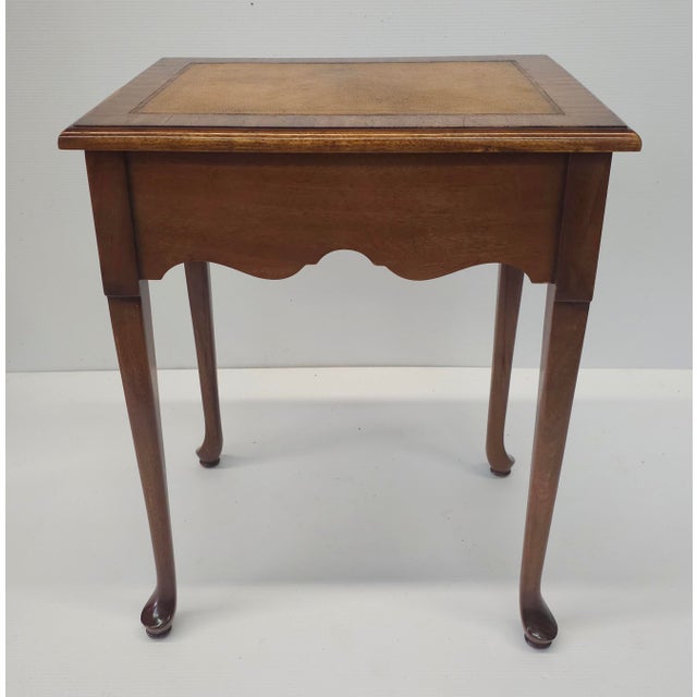 English Mid-Century Mahogany and Leather Top English Silver Table For Sale - Image 3 of 12