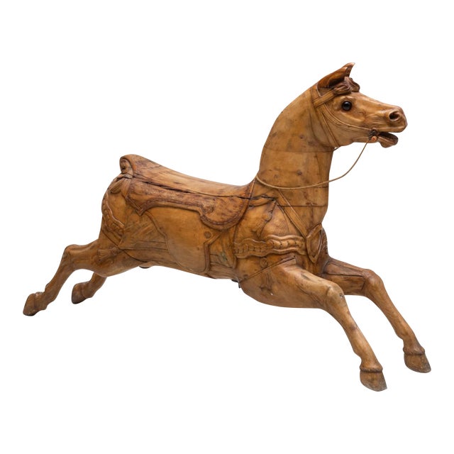 Antique Victorian Carved Pine Carousel Horse For Sale