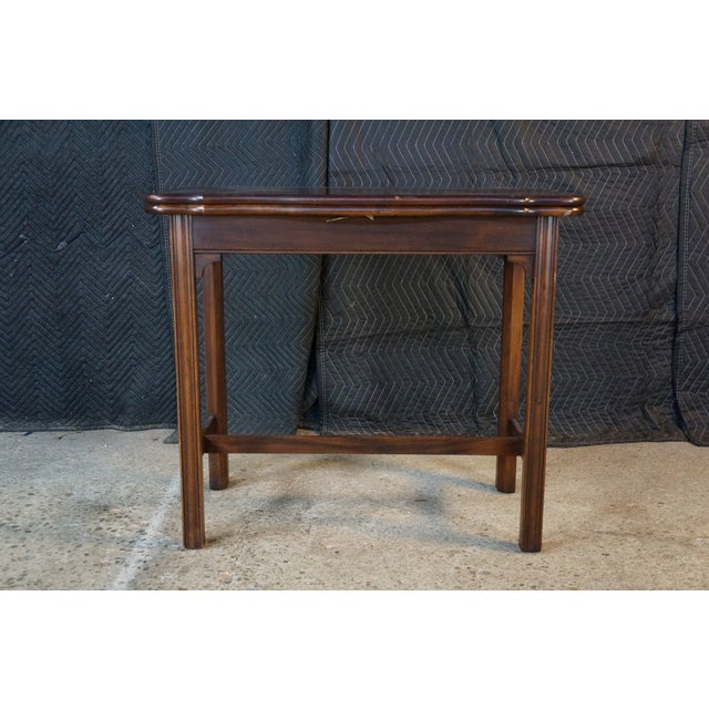 Vintage Hekman Georgian Style Mahogany Flip Top Game Card Hall Console Table For Sale - Image 6 of 17