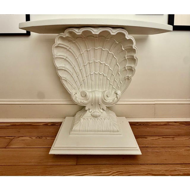 1940s White Shell Form Hollywood Regency Console Table For Sale - Image 12 of 13