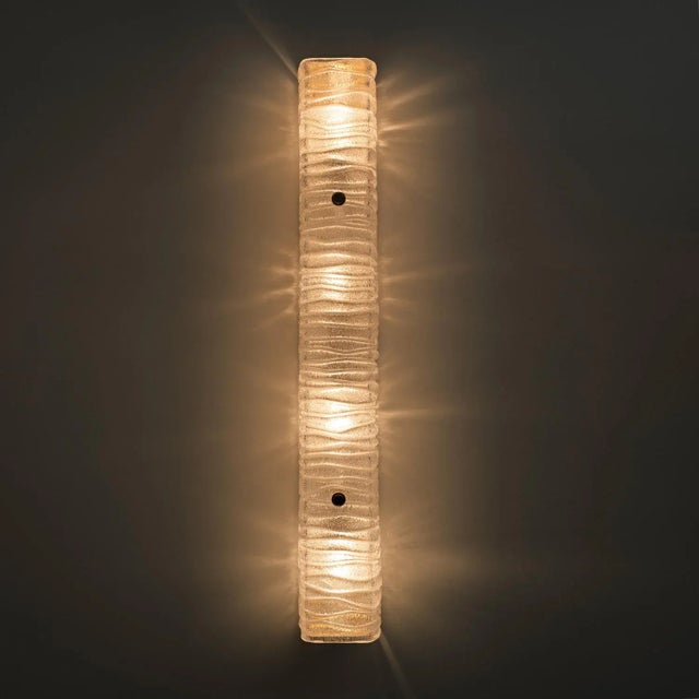 Art Deco Brass and Textured Murano Glass Sconces, Set of 2 For Sale - Image 3 of 10