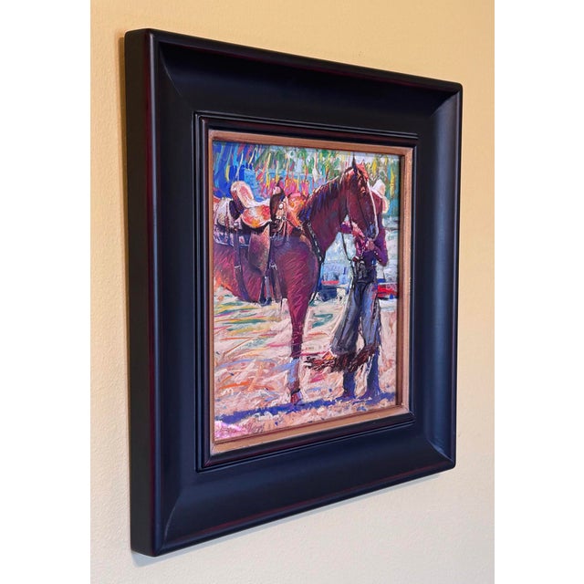 Figurative By the Midway by Jeff Slemons | Soft Pastel on Sanded Paper of a cowboy with a horse For Sale - Image 3 of 4